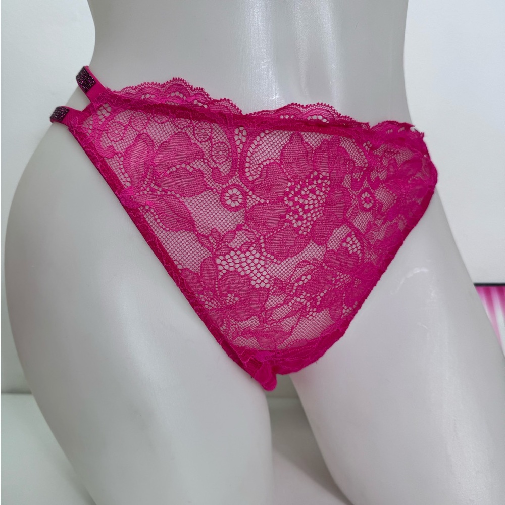 💕Victoria's Secret Fuchsia Lace Panties thong Sz L NWT